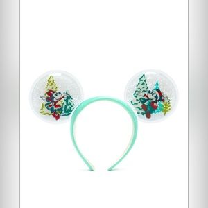 Disney Parks Mickey and Minnie Festive Snow Globe Ears Headband